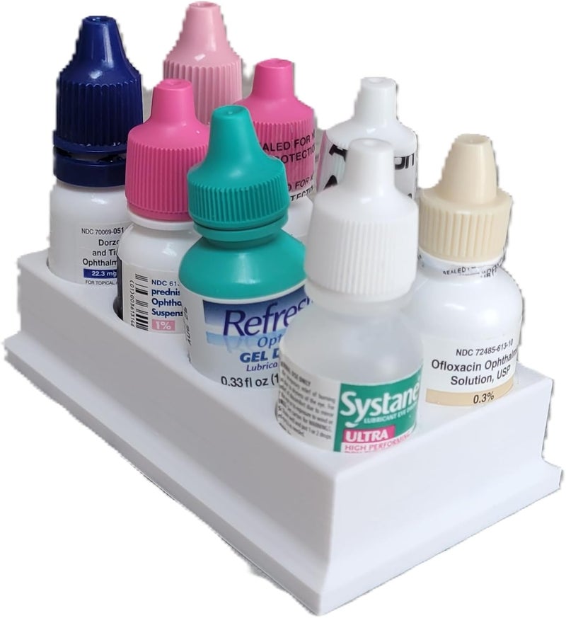 Znet3D Eye Drop Bottles Organizer & Storage – 8-Slot Holder (White) - Image 2